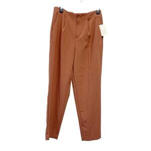 A New Day Women's Rust High Rise Pleat Front Tapered Leg Pants Size 6